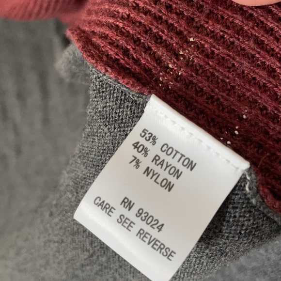 Bela NYC Maroon & Gray Color Block Waffle Knit Open Cardigan, Sz 5 - Picture 6 of 12
